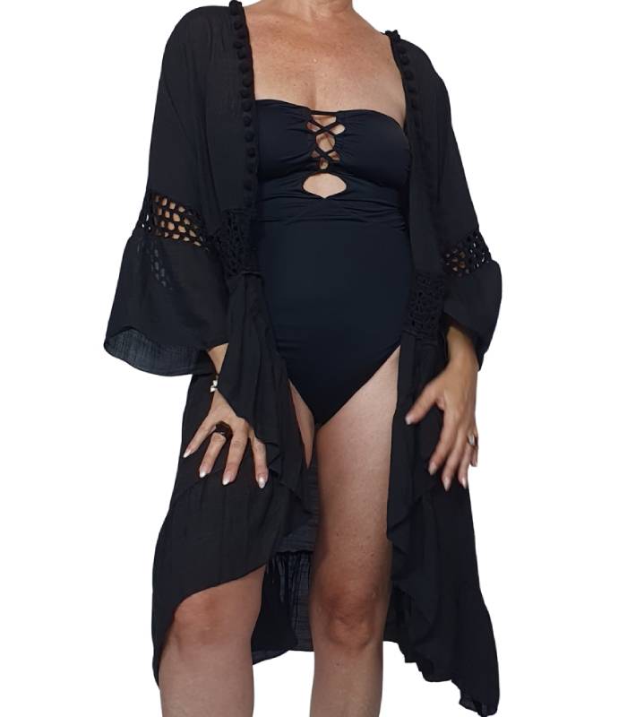 CC03-3 Cárdigan crochet corto manga 3/4 - Imagen 1