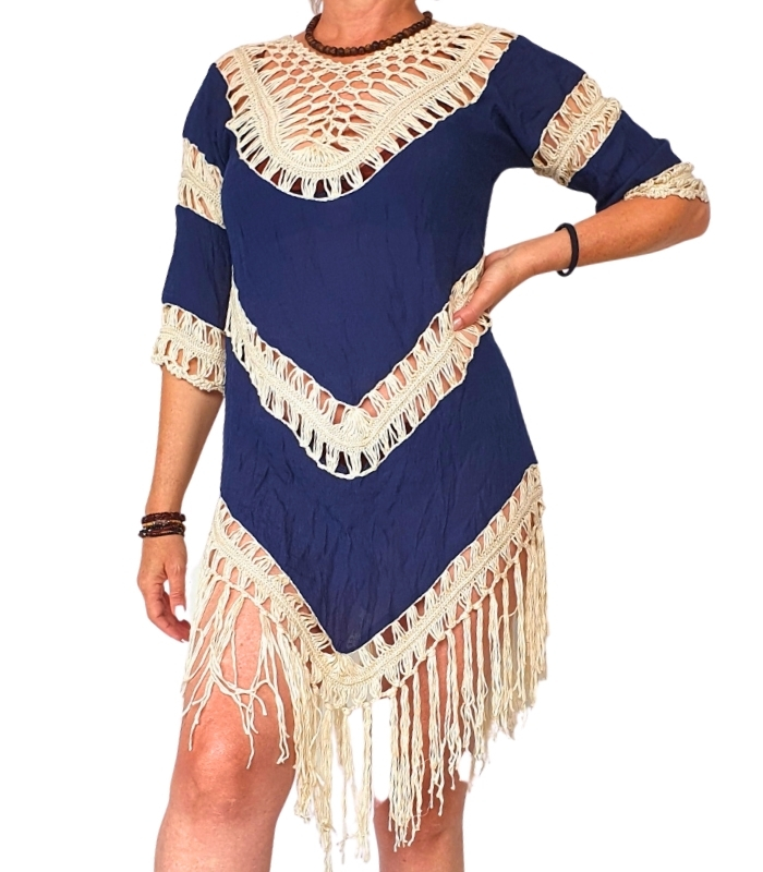 BC01F-C3 Blusa crochet con flecos - Imagen 1
