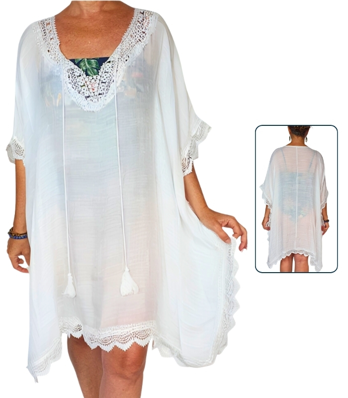 BC18-C1 Blusón con encaje y cordón - Imagen 1