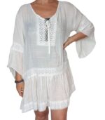 Blusón con faldón y mangas acampanadas