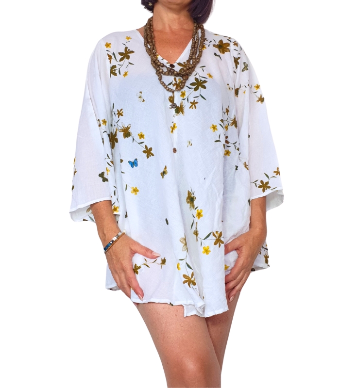 BLU03-Modelo 2-1 Blusa de algodón manga 3/4 - Imagen 1