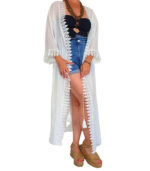 Cardigan crochet rivete con encaje