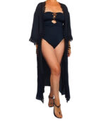 Cardigan crochet rivete con encaje - Imagen 2