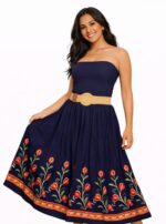 Falda bordada con elástico en la cintura