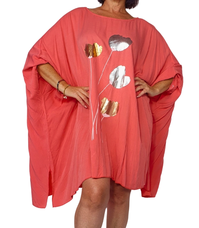 ITB7254-C1 Blusón liso con tulipanes - Imagen 1