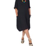 Vestido liso con bolsillo