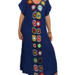 Caftán con crochet - Azul Navy