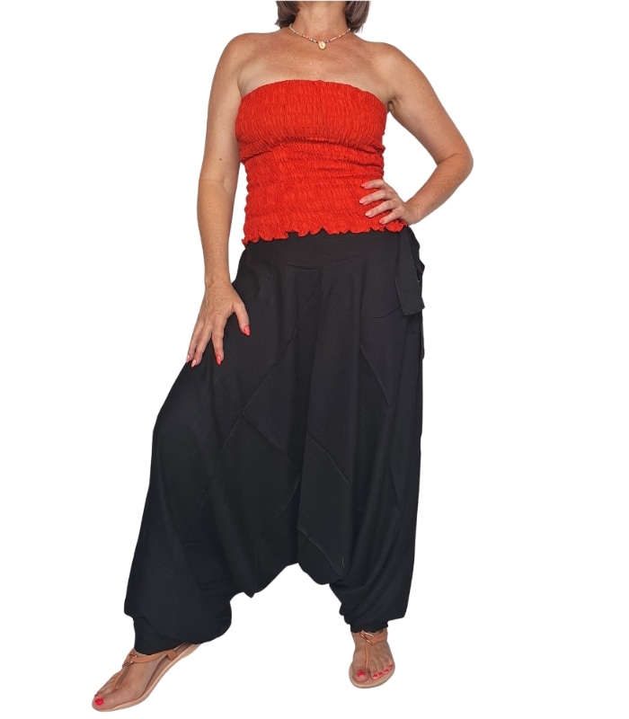 PANT07-Modelo-1 Pantalón bombacho de atar al lado - Imagen 1