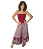 Pantalón campana largo 3/4 con cintura de nido de abeja