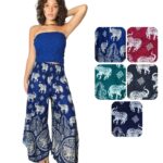 Pantalón campana largo 3/4 con cintura de nido de abeja - PANT09-E5, ½ Paquetes