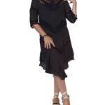 Vestido crochet 3/4 volantes