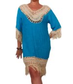 Vestido crochet flecos bicolor - Imagen 2