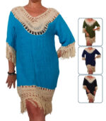 Vestido crochet flecos bicolor - Imagen 4