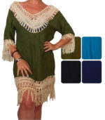 Vestido crochet flecos bicolor - Imagen 3