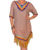 Vestido crochet flecos colores
