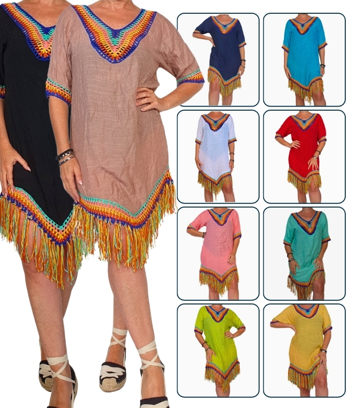 VC08-Modelo 1 Vestido crochet flecos colores - Imagen 4