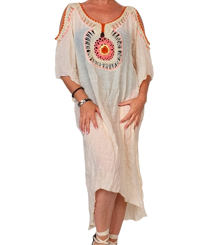 VC09-C2 Vestido crochet largo asimétrico - Imagen 1