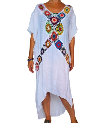 Vestido crochet asimétrico mosaico