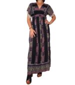 Vestido largo de manga corta con flecos plisado debajo del pecho. - Imagen 2