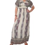 Vestido largo de manga corta con flecos plisado debajo del pecho. - VE1033-E02