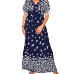 Vestido largo de manga corta con flecos plisado debajo del pecho. - VE1033-E06