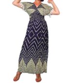 Vestido largo de manga corta con flecos plisado debajo del pecho. - Imagen 3