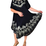 Vestido pico bordado con mangas