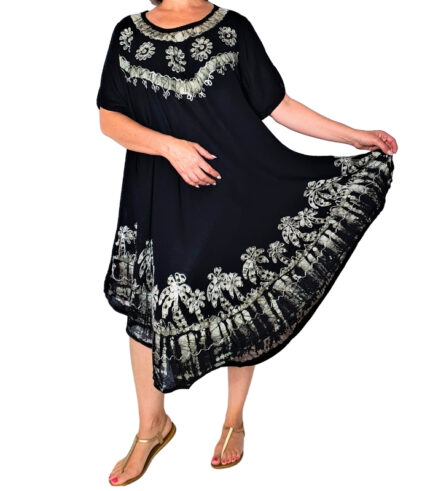 Vestido pico bordado con mangas