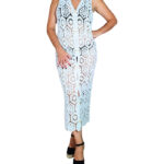 Cárdigan crochet largo sin mangas - Blanco
