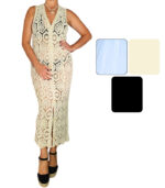 Cárdigan crochet largo sin mangas - Imagen 4