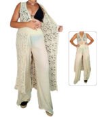 Cárdigan crochet largo sin mangas - Imagen 3