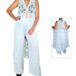 Cárdigan crochet largo sin mangas