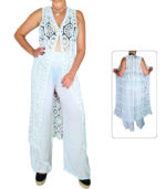 Cárdigan crochet largo sin mangas