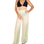 Pantalón con encaje lateral - Beige