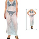 Vestido crochet largo tiras anchas - Blanco