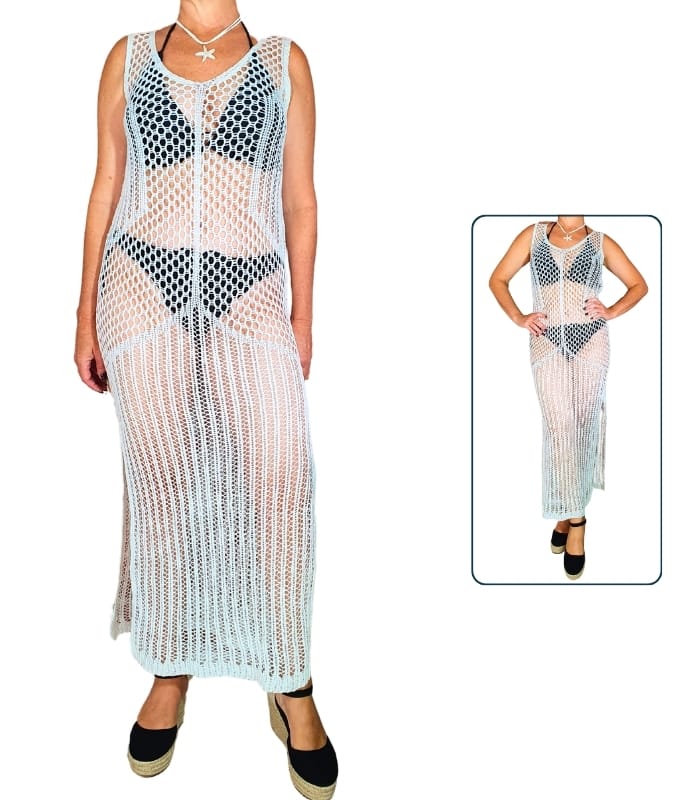 VC13-C1 Vestido crochet largo tiras anchas - Imagen 1