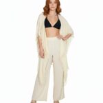 Cárdigan con flecos - Beige