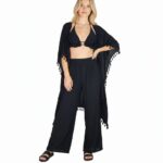 Cárdigan con flecos - Negro